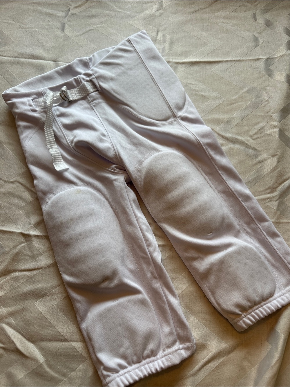 Kids White Padded Joggers with Elastic Drawstring Waist